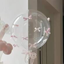 47pcs Transparent Balloon And Pink Bow Wedding Decor Set, Simple Wedding Decoration, For Birthday, Wedding, Engagement, Outdoor Photo Props, Baby Shower, Farm, Bachelorette Party, Gender Reveal, Balloon Arch - Clear - View 6