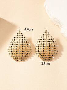 1 Pair Fashion Elegant Full Crystal Hollow Water Drop Earrings, Suitable For Daily Wear - Diamond Teardrop Earrings - View 5