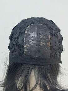 韩国合成黑色 26 英寸长直发假发 合成自然长直发带刘海假发 - 黑色 - 查看 8