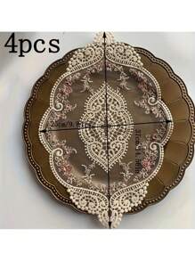 1pc French Lace Embroidered Mat, Decorative Vintage Organza Pad For Furniture, Bedside Table, Photography Prop, Coaster