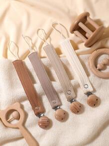 4-Pack Pacifier Clips, Fashion Pacifier Leash And 3-Hole Wooden Pacifier Holder, Suitable As Baby Boy/Girl Gift For Daily Use - Multicolor - View 6