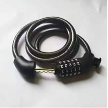 Heavy Duty Combination Bike Lock - Reinforced Anti-Cut Anti-Rust Cable, 12mm Thick, Black Finished, Button Control, Tungsten Steel Cable Lock For Mountain Bike And Road Bike - Multicolor - View 4