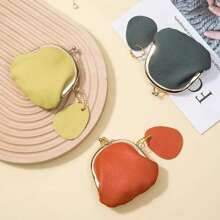 1 pieza Monedero de piel genuina con estilo vintage, organizador compacto de joyas y anillos con cierre de beso, bolsa de almacenamiento retro para llaves y dinero en efectivo, estuche de joyas ligero y portátil para uso diario de mujer, organizador de viaje y almacenamiento para dormitorio escolar