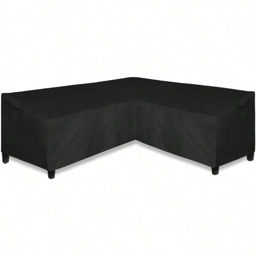 85" L (On Each Side) X 33.5" D X 31" H Black Heavy Duty Outdoor Patio V-Shaped Sectional Sofa Cover, Waterproof, With Air Vent