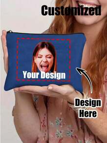 Custom Face Pouch Cosmetic Bag With Photo Picture Customized Friend's/Family's/Your Own Face-Personalized Photo Collage Tote Bag-Gift For Girlfriend/Wife, Valentines Gift, Customized Bag,Custom Print Tote With Photo Of Family Friend Pets