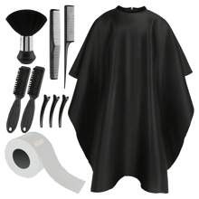 10 In 1 Hair Cutting Barber Cape With Neck Duster Brush Barber Brush Neck Strips Hair Combs Hair Clips, Professional Barber Accessories Cleaning Supplies For Salon Haircut Styling (Black) Gifts For Her / Gifts For Him/Romantic Gift/Love Gift/Couple Gift/Valentine Present/Valentine - Black - View 16