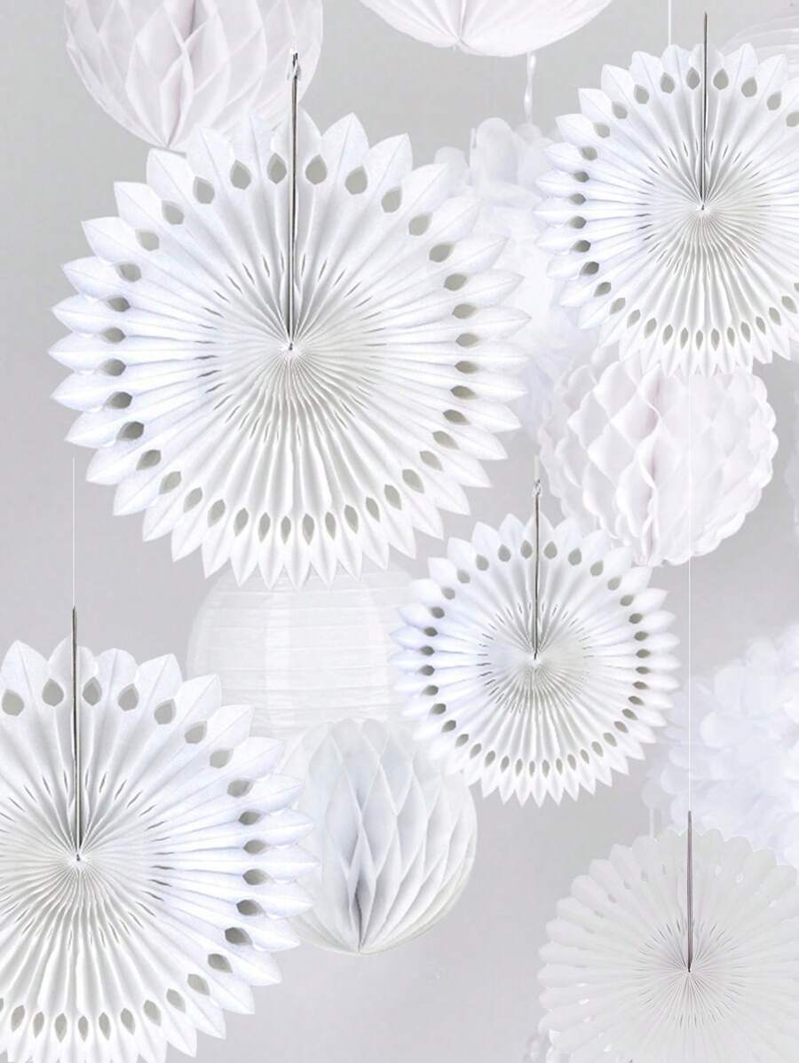 3 pezzi/6 pezzi/12 pezzi Fiori a ventaglio di carta bianchi, rossi, vuoti per decorazioni, serie blu oceano e rosa per feste di compleanno, matrimoni, decorazioni appese con corde, sfondo da parete