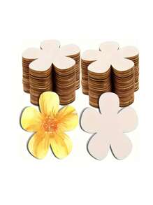20pcs Wooden Flower Shape Set For DIY Crafts - Perfect For Painting, Coasters & Decorations - Ideal For Holidays LikeBirthday, Mother's Day, Party, Also Suitable For Bedroom Decoration, Living Room Decoration, Home Decoration
