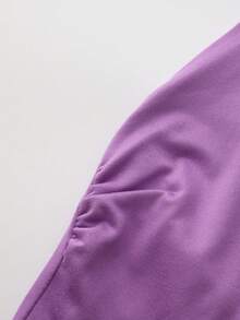 Scoop Neck Plain Crop Tank Top With Side Slit - Purple - View 7