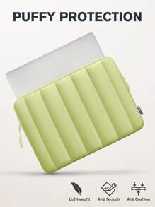 Puffy Laptop Sleeve Bag Compatible With MacBook Air Pro 13 14 Inch M1 M2 M3, Air 15 Inch M2 M3 2023, 13.5 14 15.6 IdeaPad ASUS Notebook, Lightweight And Waterproof Computer Bag,Green
