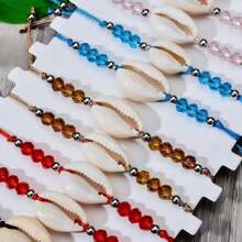 12pcs Boho Style Beaded Bracelet Set, Colorful Handmade Braided Anklet With Shell Pendant, Fashionable Jewelry Beach Accessories For Women, Multifunctional For Daily Wear, Ideal Gift For Bridesmaids, Female, Teacher, Mother, Graduation Or Mother's Day