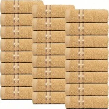 Beige 18-Piece Premium Towel Set, 100% Cotton - Ultra-Comfortable, Quick-Drying - Includes 4 Bath Towels, 6 Hand Towels, 8 Washcloths - Perfect For Body, Face, Hands