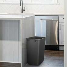 Durable Plastic Replacement 35 Quart Capacity Waste Bin Recycle Bin Garbage Container For Kitchen Cabinet Drawer Pullouts, Black, 2-Pack, RV-35-18-2