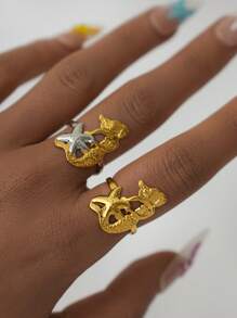 Frminee 1PC/2PCS 夏季海洋可爱美人鱼不锈钢开口戒指，海洋保护，时尚珠宝，适合女士和女孩，海滨度假，约会，好朋友的礼物 - 彩色 - 查看 7