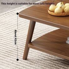 31.5"X15.7" (80x40cm) Coffee Table With 2-Tier Storage, Solid Wooden Legs, Sturdy And Durable, Suitable For Most Sofa Heights - Multicolor - View 6