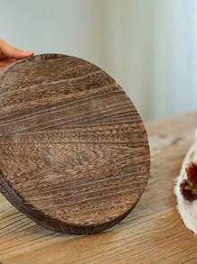 1pc Wooden Circular Jewelry & Cosmetic Display Tray, Makeup Organizer Vanity Table Top Stand For Rings, Jewelry, Fragrance, Home Decor