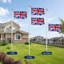 Display4top 20FT Sectional Flagpole Kit With One UK Flag, Heavy Duty Adjustable Aluminium Outdoor Flag Pole For Residential, Garden And Commercial Use - Silver - View 7