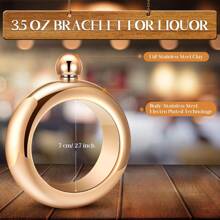 1pc Bracelet Wine Bottle Hidden Portable Wine Bottle, 3.5 Oz/100ml Stainless Steel Bangle Bottle For Wedding, Bridesmaid, Birthday, Bridal Shower, St, Patrick Party Gift, Ladies Wrist Jewelry Camping Bar Equipment