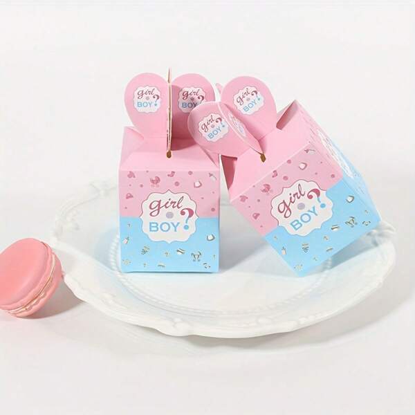 10/20/30pcs Pink Top Blue Bottom Boy Girl Gender Reveal Candy Box, Baby Shower Supplies