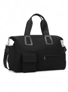 1 pieza Bolsa de gimnasio para separación húmeda y seca, negra, bolso de fitness unisex para viajes con gran capacidad y compartimento independiente para zapatos