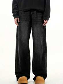 Teen Boys' Loose Relaxed Fit Pocketed Wide Leg Casual Jeans