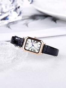 Relógio de quartzo vintage feminino, mostrador quadrado minimalista de alta qualidade, presente de aniversário
