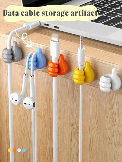 5/10pcs Random Color Creative Thumb/Pinky Finger Shaped Multi-Function Cable Organizer Hooks