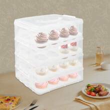 Cupcake Carrier, Cupcake Holder, 4-Tier Cupcake Carrier - White - View 6