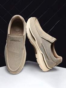 1 双男士透气运动鞋、休闲时尚运动鞋、训练健身鞋 - 卡其色 - 查看 4