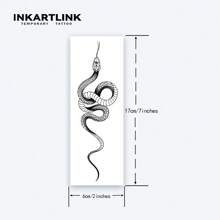 INKARTLINK 8*18cm 1 件蛇草本汁临时纹身，纹身，15 天持久，半永久，逼真假纹身，持续 1-2 周 - 黑色 - 查看 5