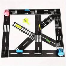 10pcs Reusable Cartoon Race Track Stickers, Black Polyurethane Race Track Tapes, Suitable For Party Car Decoration, Pre-Pasted Glitter Effect, Car Themed Birthday Party Racing Game Party Supplies