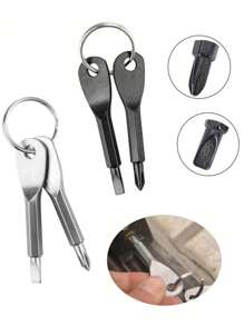 4Pcs/2Pcs Portable Screwdriver, Outdoor EDC Portable Multifunctional Tool, Flat Head Screwdriver, Cross Screwdriver With Keychain, Is The Ideal Choice For Gifts