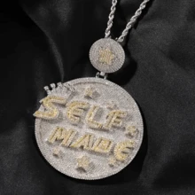 冰晶闪亮字母自制圆形奖章吊坠项链搭配圆形星形项链首饰