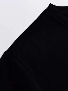 Men's Casual Slogan Print Round Neck Short Sleeve T-Shirt, Summer - Black - View 5