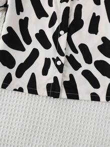 Baby Boy Cute Cow Print Shirt + Cow Print Shorts Set, Summer