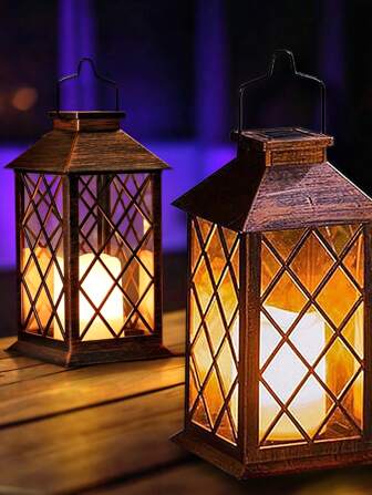 1Pc Solar Lanterns With Flickering Flameless Candles, 13'' Outdoor Hanging Decorative Lanterns For Patio, Front Porch, Backyard, Balcony - High-Quality ABS Material, Solar Lanterns Outdoor Hanging