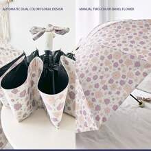 1pc Folding Automatic Inverted Umbrella, UV Protection Windproof Sunshade Umbrella For Women, High-End, Rainy And Sunny Use Summer Cooling,Beach,Travel