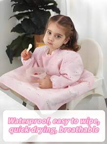 1 Cartoon Baby Eating Smock Long Sleeve Design Versatile Smock Does Not Pick A Dining Chair Adapts To Most Dining Chairs On The Market Double Fixation To Prevent Overturning Children's Art Painting Smock Apron Easy To Wash And Quick-Dry Breathable And Not Stuffy Sweat One Clothes To Wear More Than One Scene Material: Polyester