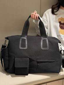 1 pieza Bolsa de gimnasio para separación húmeda y seca, negra, bolso de fitness unisex para viajes con gran capacidad y compartimento independiente para zapatos