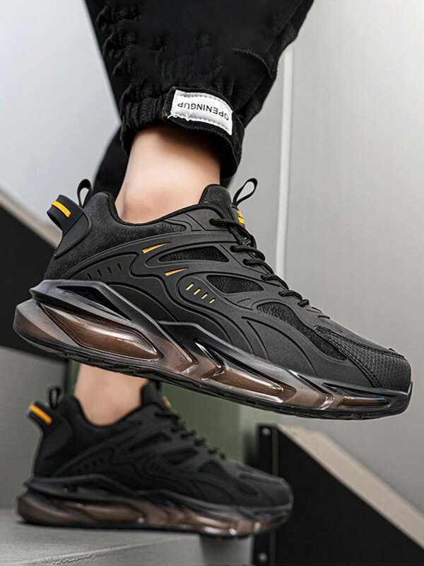 Men's Fashion Versatile Outdoor Sports Shoes, Lace-Up Air Cushion Hiking Shoes, Comfortable Casual Shoes Suitable For Daily Wear
