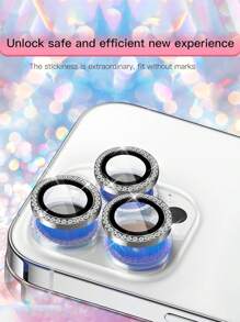3-pack cameralensbeschermers compatibel met iPhone 16 Pro/iPhone 16 Pro Max - Prachtige glanzende, 9H gehard glazen camerahoes, schermbeschermer, metalen ring, decoratieve accessoires (stijlvol zwart)