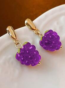 1 Par de Pendientes con borlas en forma de frambuesas rojas/fresas para mujeres, frescos y dulces, elegantes y de moda, versátiles