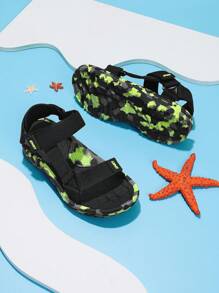 Sandalias deportivas de unicolor para niños, forro interior cómodo que reduce la fricción, ligeras y transpirables de secado rápido, suela de doble capa antideslizante, apropiadas para uso diario casual, playa y vacaciones