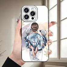 1 pièce Étui de protection pour téléphone avec motif maman tenant un enfant, lentille noire mate anti-chute, compatible avec iPhone 16 Pro Max, 15/14 Plus, 13/12/11, série étanche, antichoc, résistant aux rayures - Multicolore - Voir 1