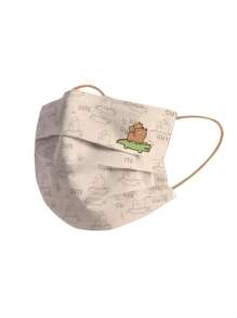 10pcs Disposable Capybara Cartoon Face Masks, 3-Ply Non-Woven Fabric, Comfortable Breathable, Individually Packaged, Suitable For Outdoor Use, Fashionable Accessory, Dust And Allergy Protection
