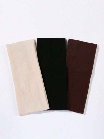 3pcs Women's Wide Headband, Brown/Black/Milk White, Dark Grey, Light Grey, And Black, Comfortable And Stretchy, For Yoga, Sports, Outdoor Activities, Vacation,Gym Fall Winter Hair Band Hair Accessories For Women Elegant Scarf