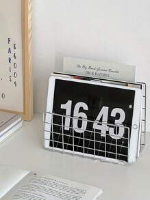 1pc Modern Minimalist Metal Bookshelf With 3 Storage Baskets, Scandinavian Style Rectangular Magazine And Newspaper Organizer Box, For Home Office Decor,For Back To School