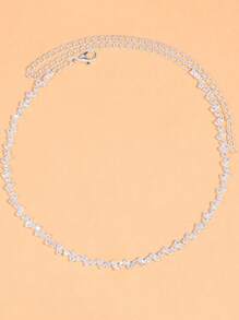 Un elegante collar de joyería de plata, adecuado para que las damas lo usen todos los días en verano. - Plateado - Ver 5