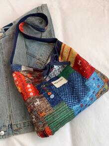 Fashionable Multi-Color Patchwork Print Women Shoulder Bag Crossbody Bag - Multicolor - View 6