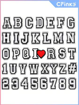 37/38/56/41/80pcs White Small Letter Shoe Accessories, Used In Shoes And Bags Summer, School